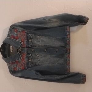 Paparazzi Cotton Embroidered Jean Jacket Sz M Mint Runs S Chest 36"
